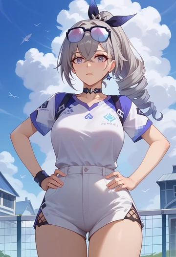 star rail,silver wolf,tennis polo,skort  - AI generated anime art